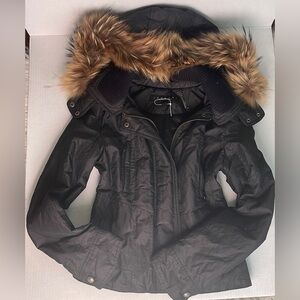 Laudry by Shelly Segal sz small genuine Fur trim Coat